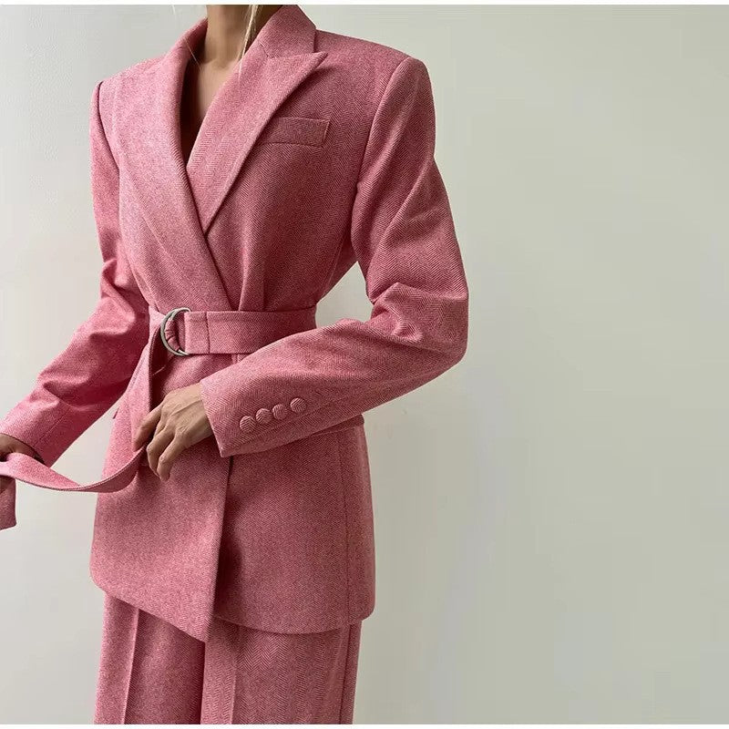 Women's Fitted Blazer Suit with Wide Leg Pants for Stylish Look-The Yellow Prime