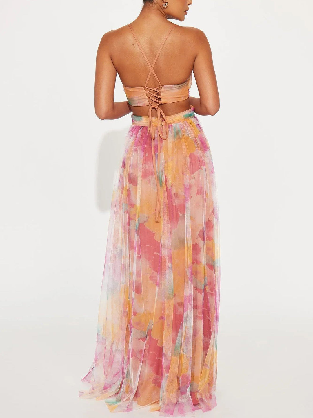Women's Floral A-Line Maxi Dress with Painted Design-The Yellow Prime