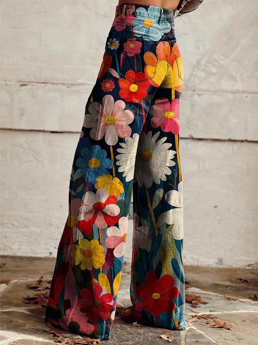 Women's Floral Baggy Pants-The Yellow Prime