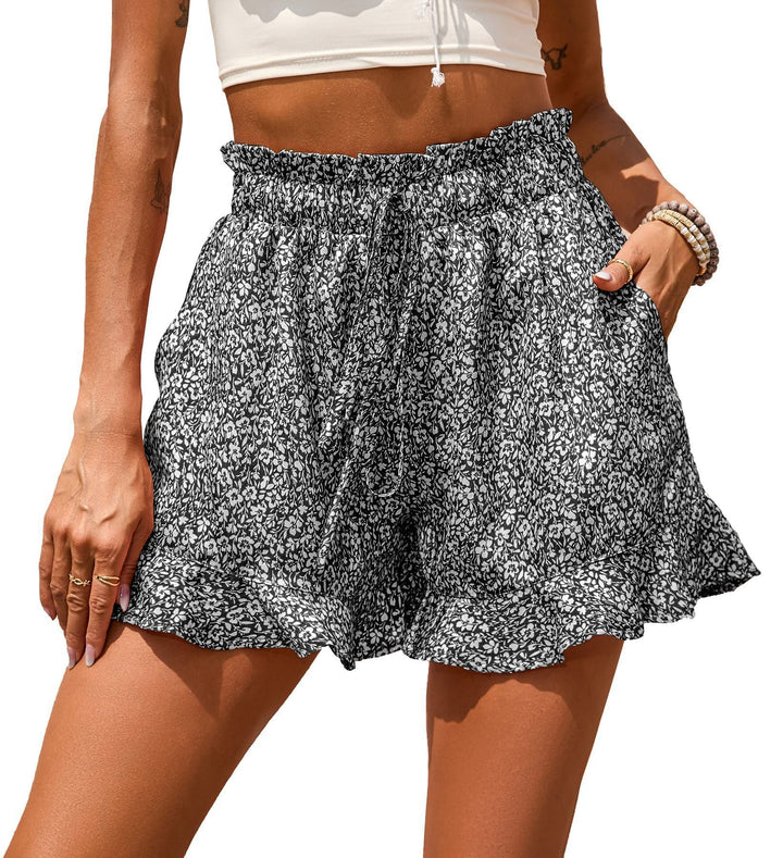 Women's Floral Casual Shorts with Elastic Waistband-The Yellow Prime