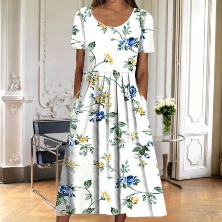 Women's Floral Smocked Maxi Dress – Casual Summer Style-The Yellow Prime
