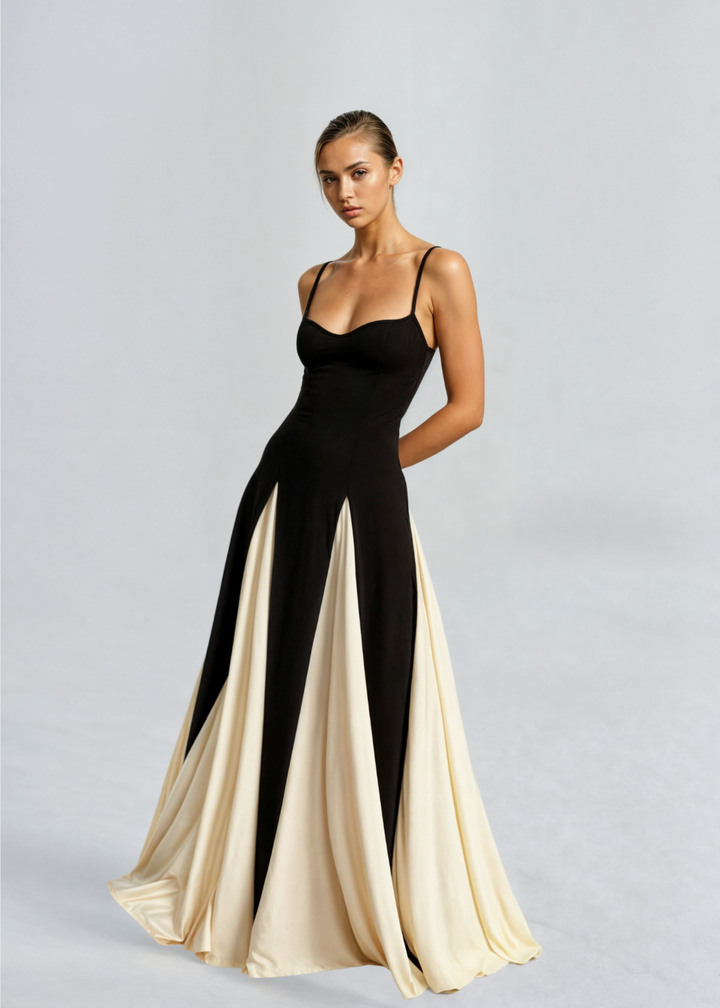 Women's Flowy Maxi Dress with Longline Design-The Yellow Prime