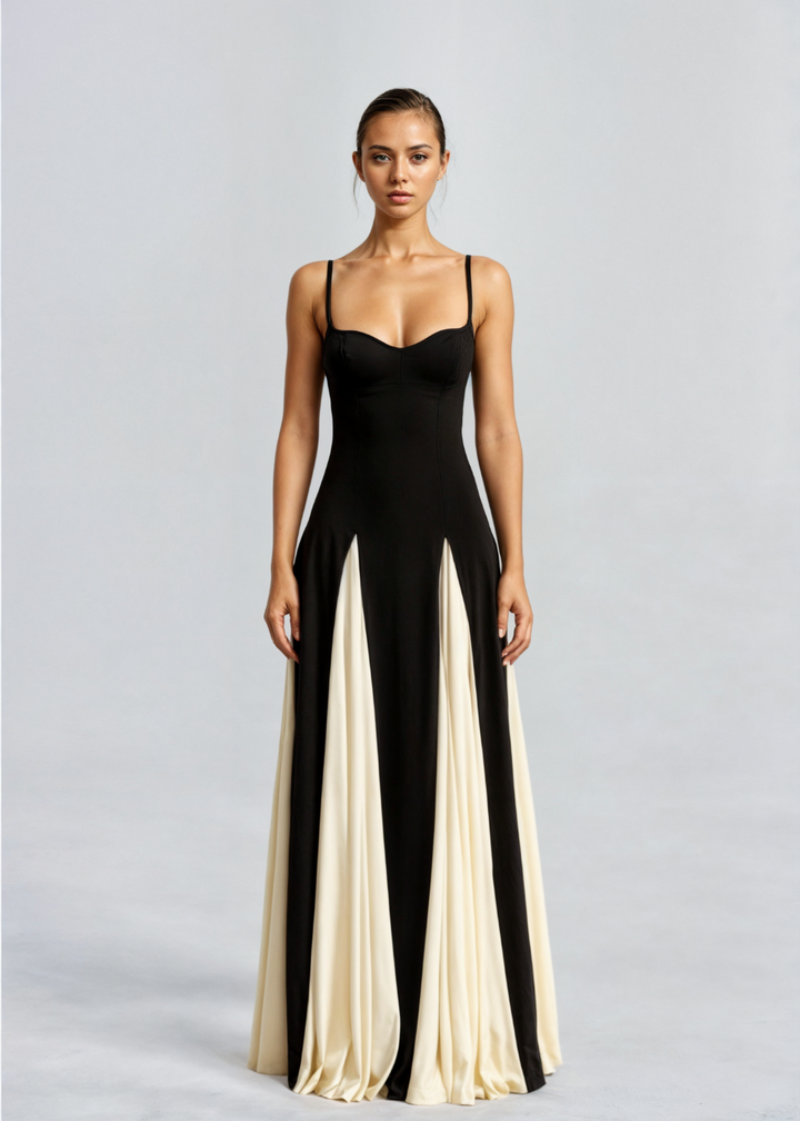 Women's Flowy Maxi Dress with Longline Design-The Yellow Prime