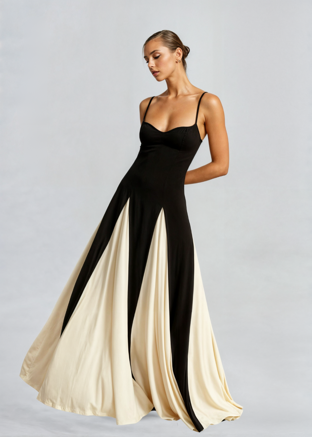 Women's Flowy Maxi Dress with Longline Design-The Yellow Prime