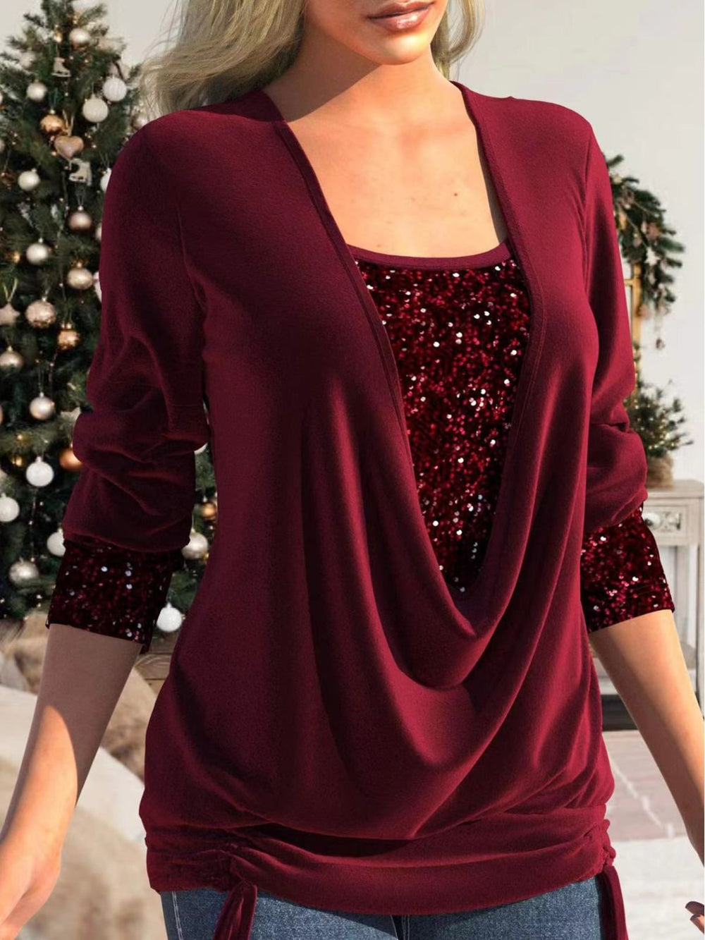 Women's Glitter Sequin Party Top-The Yellow Prime
