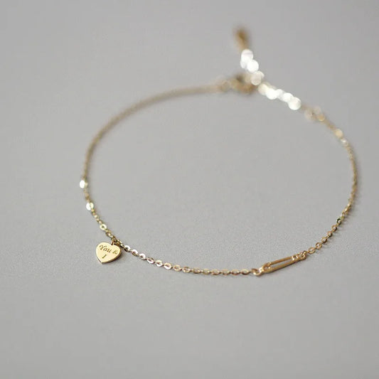 Women's Gold Heart Bracelet 14K Plated Silver Valentine's Gift-The Yellow Prime