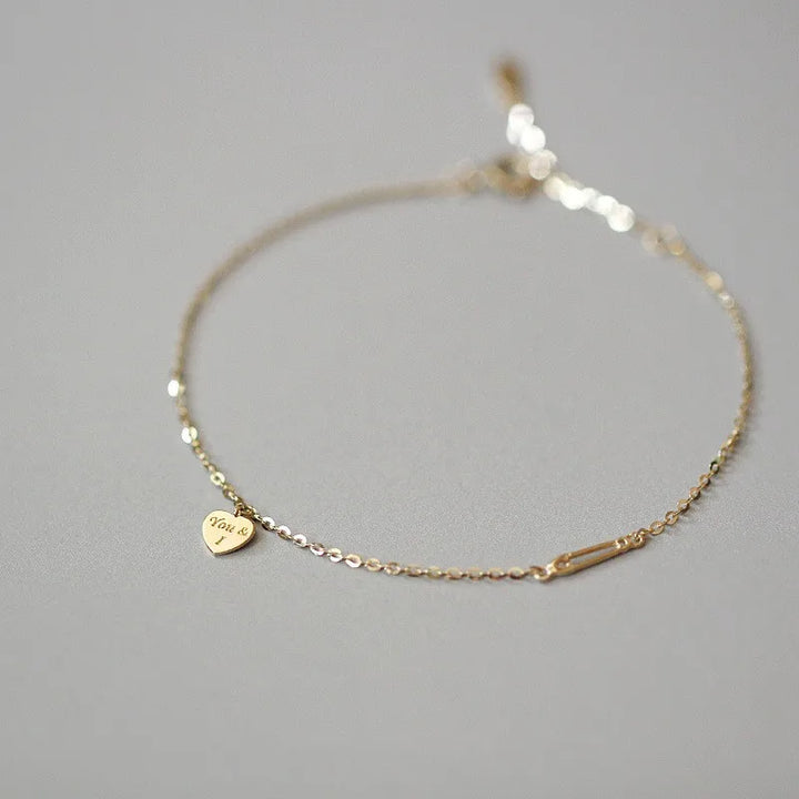 Women's Gold Heart Bracelet 14K Plated Silver Valentine's Gift-The Yellow Prime