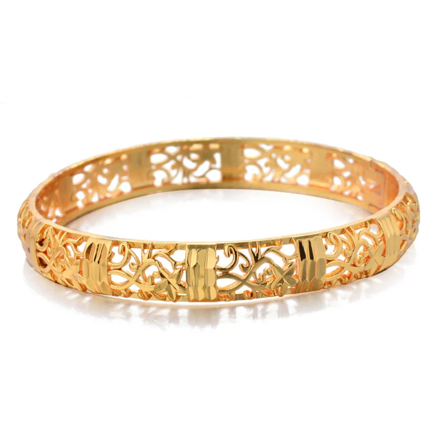 Women's Gold Openwork Bangle Wedding Bracelet in Dubai Style-The Yellow Prime