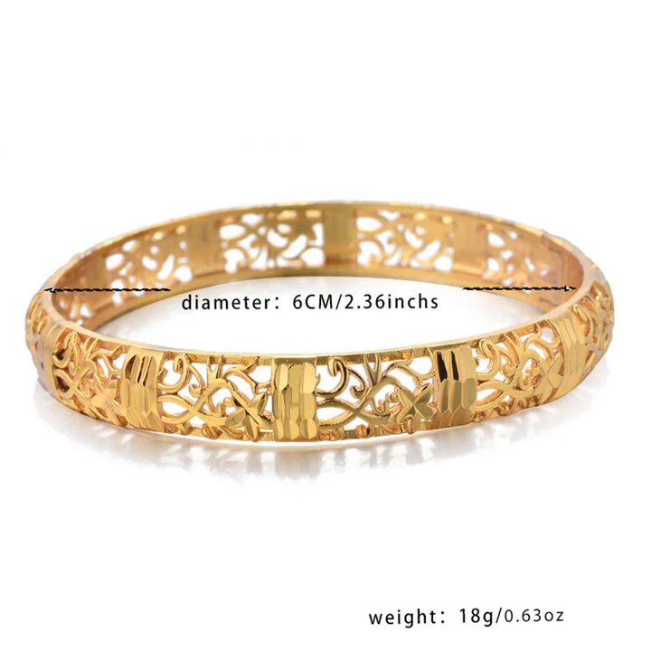 Women's Gold Openwork Bangle Wedding Bracelet in Dubai Style-The Yellow Prime