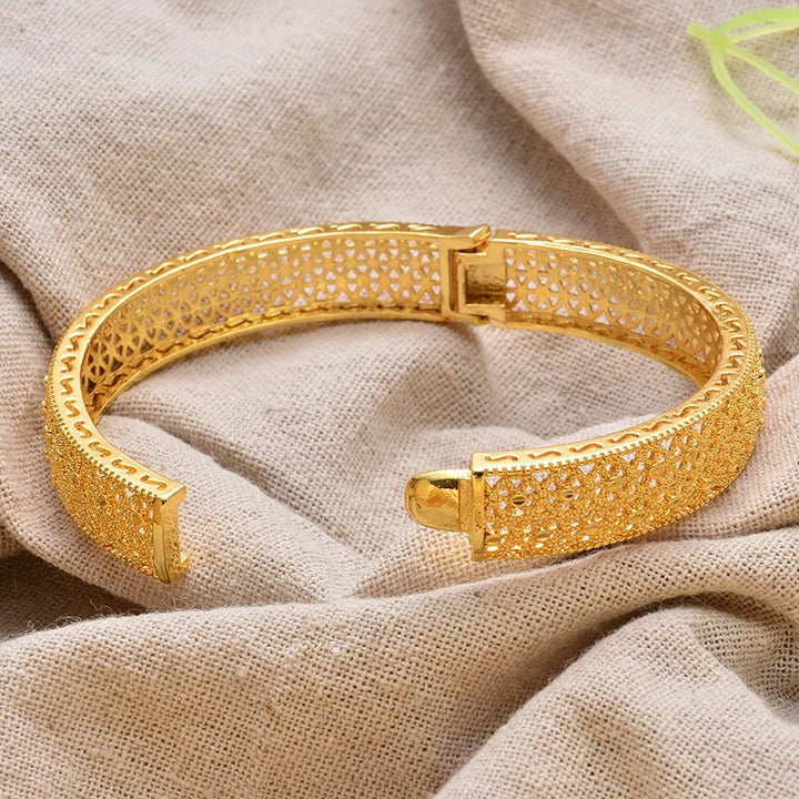 Women's Gold Plated Bangles Arabic Wedding Bracelet-The Yellow Prime