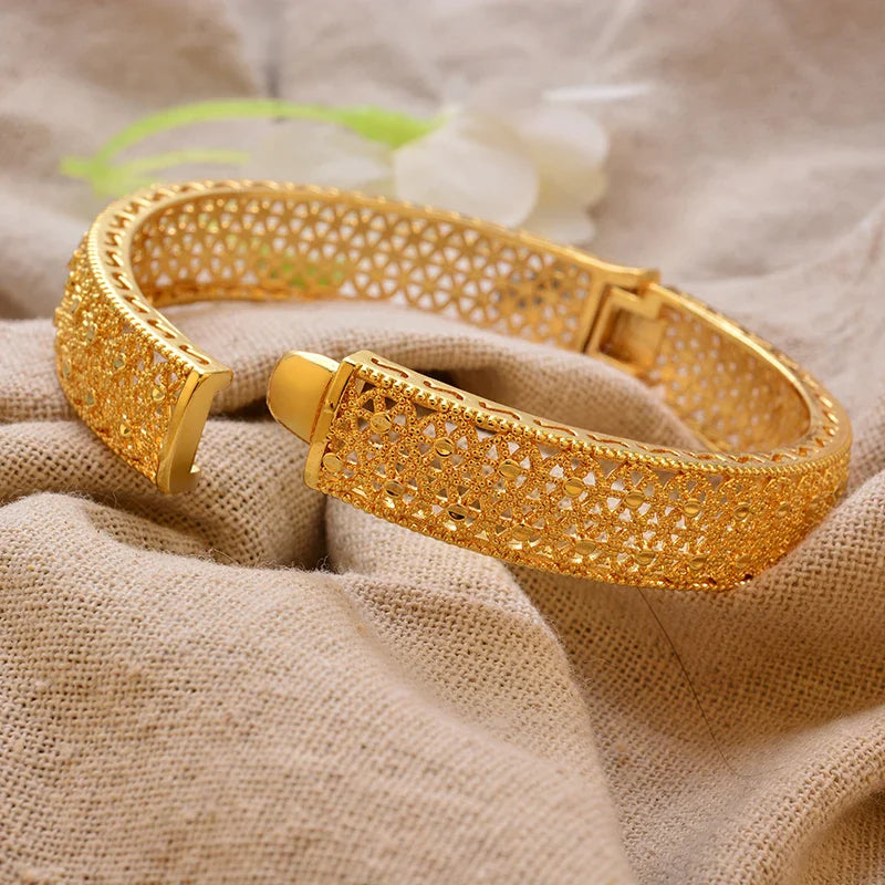 Women's Gold Plated Bangles Arabic Wedding Bracelet-The Yellow Prime