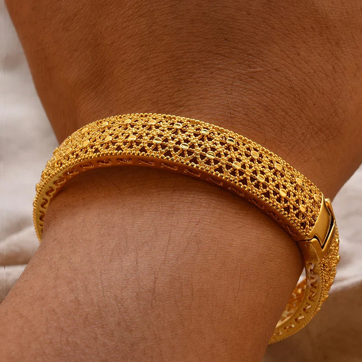 Women's Gold Plated Bangles Arabic Wedding Bracelet-The Yellow Prime