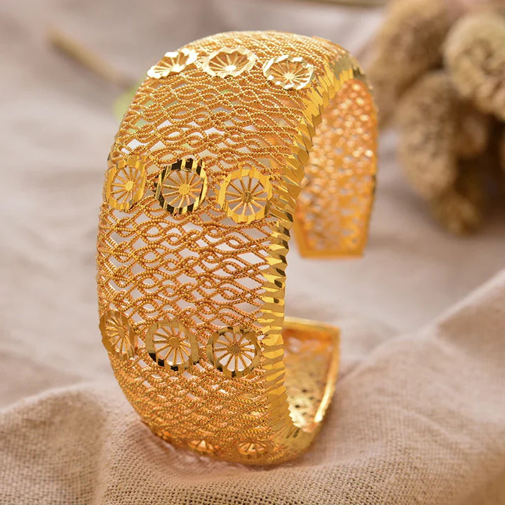 Women's Gold Plated Bangles Arabic Wedding Bracelet-The Yellow Prime