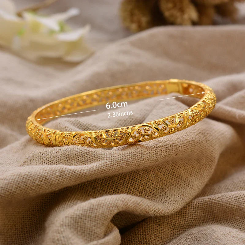 Women's Gold Plated Bangles Arabic Wedding Bracelet-The Yellow Prime