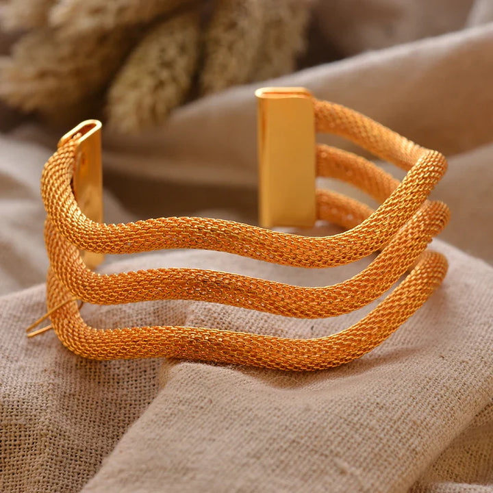 Women's Gold Plated Bangles Arabic Wedding Bracelet-The Yellow Prime