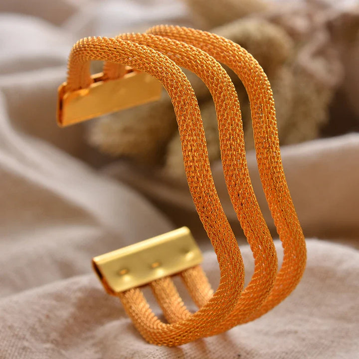 Women's Gold Plated Bangles Arabic Wedding Bracelet-The Yellow Prime