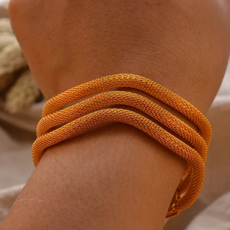 Women's Gold Plated Bangles Arabic Wedding Bracelet-The Yellow Prime