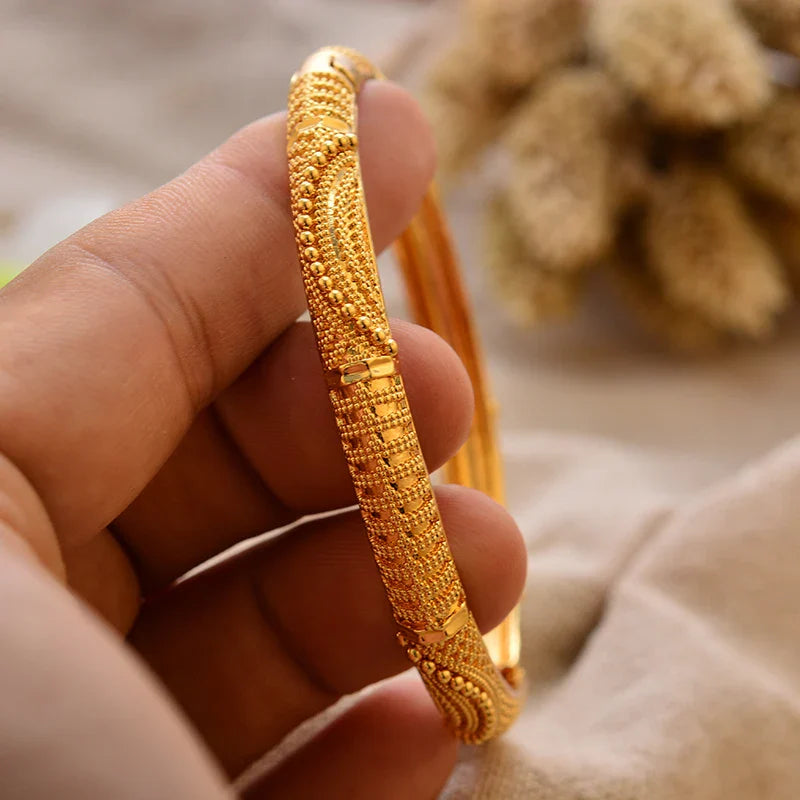 Women's Gold Plated Bangles Arabic Wedding Bracelet-The Yellow Prime