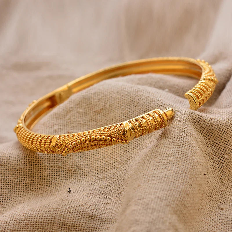 Women's Gold Plated Bangles Arabic Wedding Bracelet-The Yellow Prime