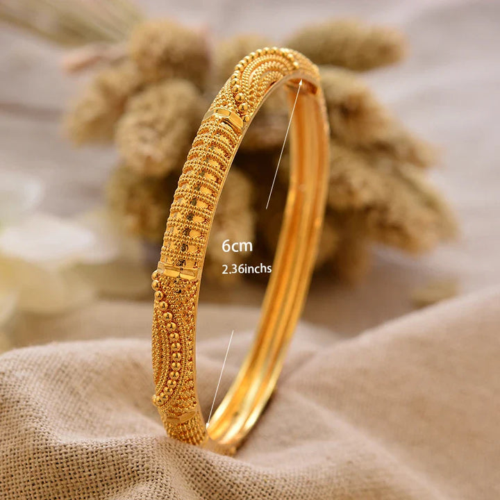 Women's Gold Plated Bangles Arabic Wedding Bracelet-The Yellow Prime