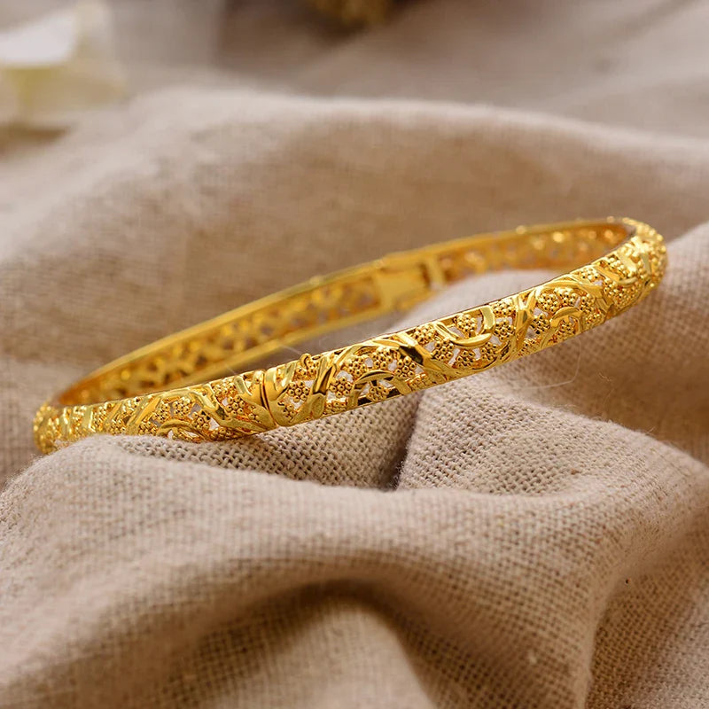 Women's Gold Plated Bangles Arabic Wedding Bracelet-The Yellow Prime