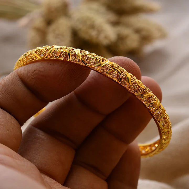 Women's Gold Plated Bangles Arabic Wedding Bracelet-The Yellow Prime
