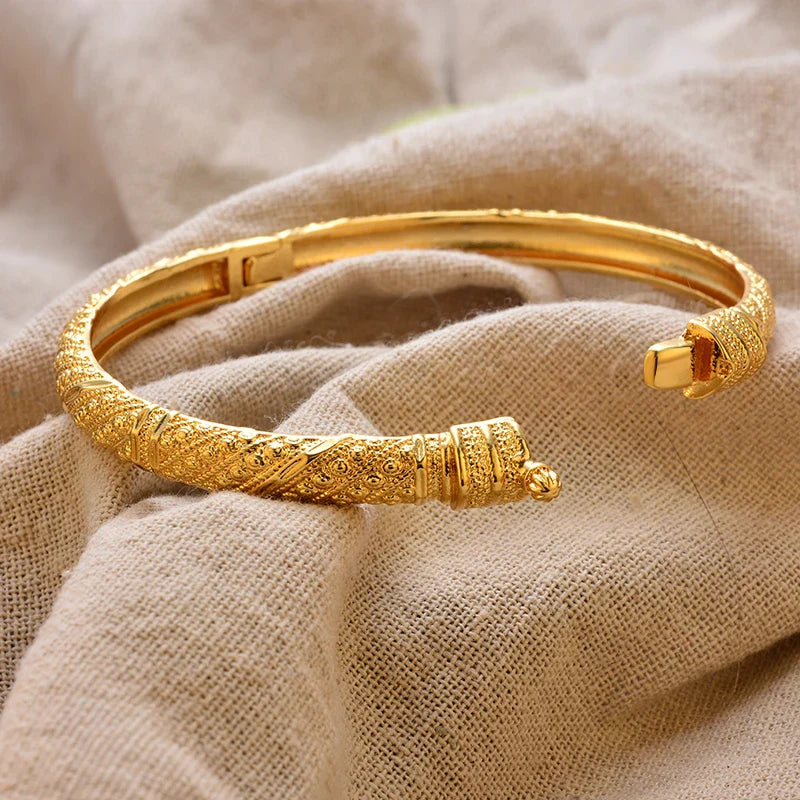 Women's Gold Plated Bangles Arabic Wedding Bracelet-The Yellow Prime