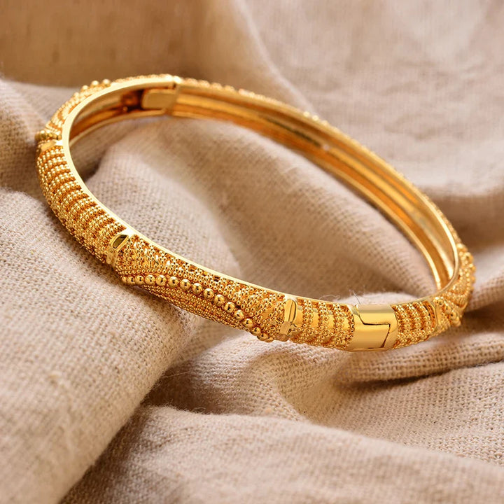 Women's Gold Plated Bangles Arabic Wedding Bracelet-The Yellow Prime
