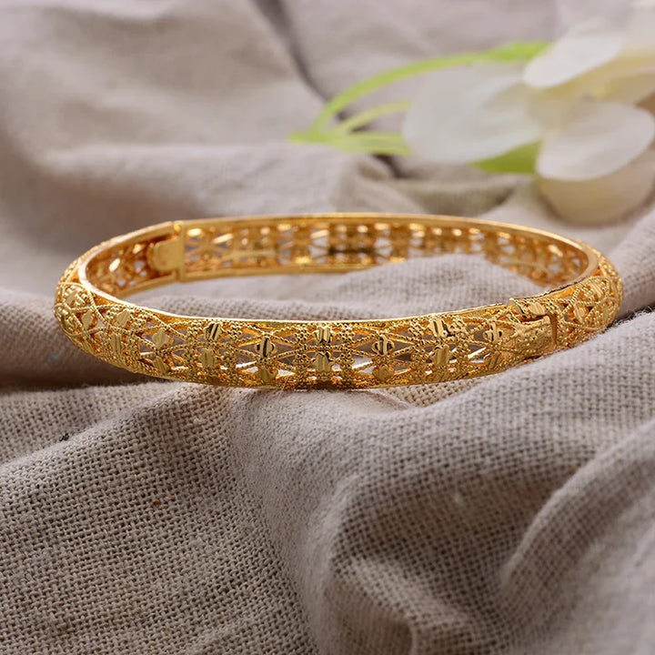 Women's Gold Plated Bangles Arabic Wedding Bracelet-The Yellow Prime