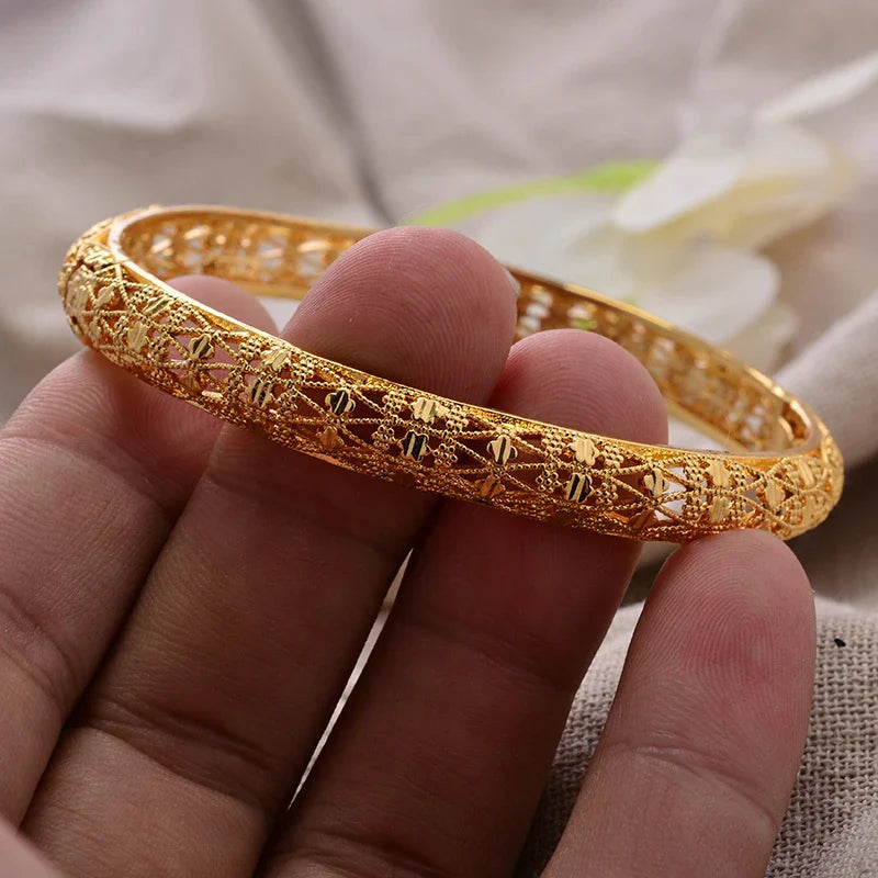 Women's Gold Plated Bangles Arabic Wedding Bracelet-The Yellow Prime