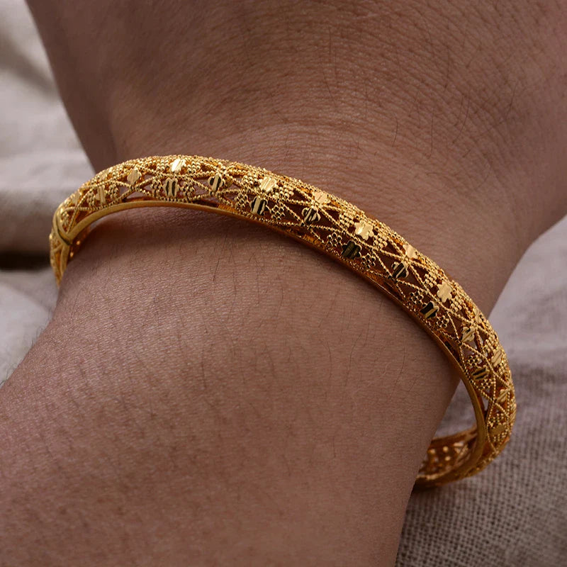 Women's Gold Plated Bangles Arabic Wedding Bracelet-The Yellow Prime