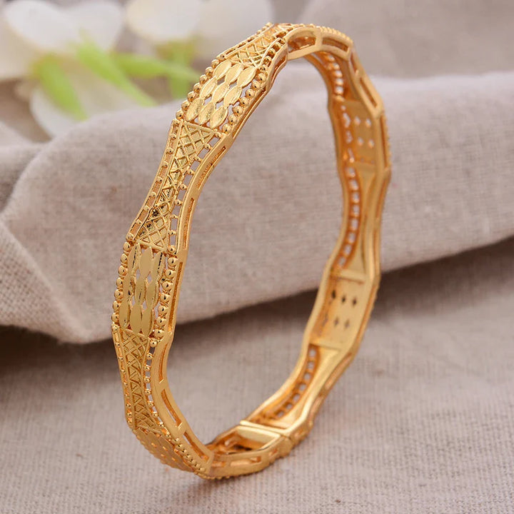 Women's Gold Plated Bangles Arabic Wedding Bracelet-The Yellow Prime