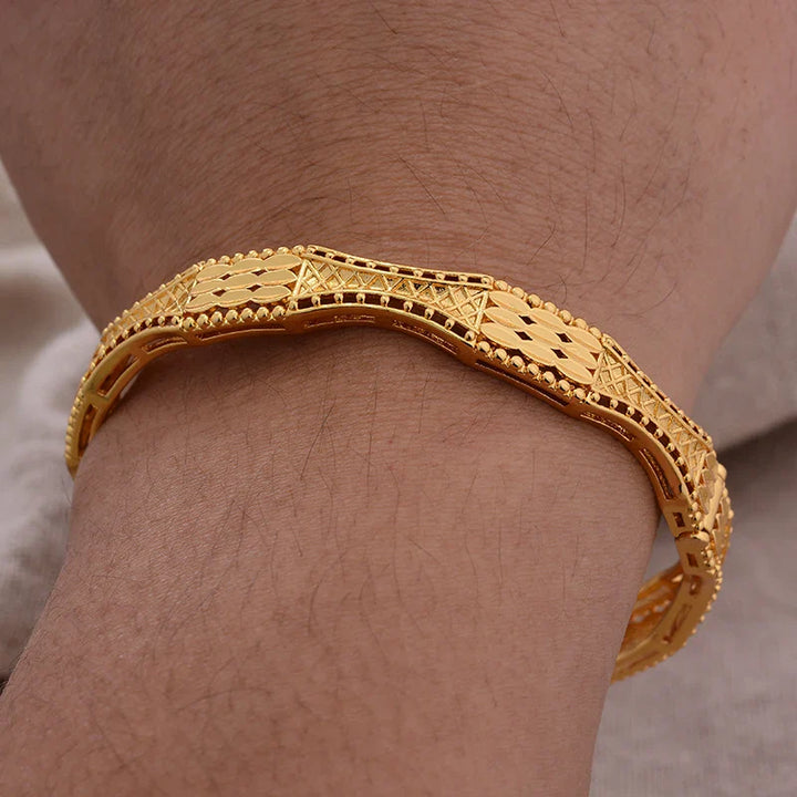 Women's Gold Plated Bangles Arabic Wedding Bracelet-The Yellow Prime