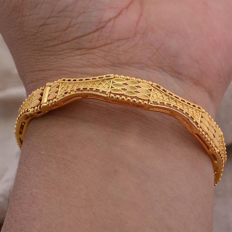 Women's Gold Plated Bangles Arabic Wedding Bracelet-The Yellow Prime