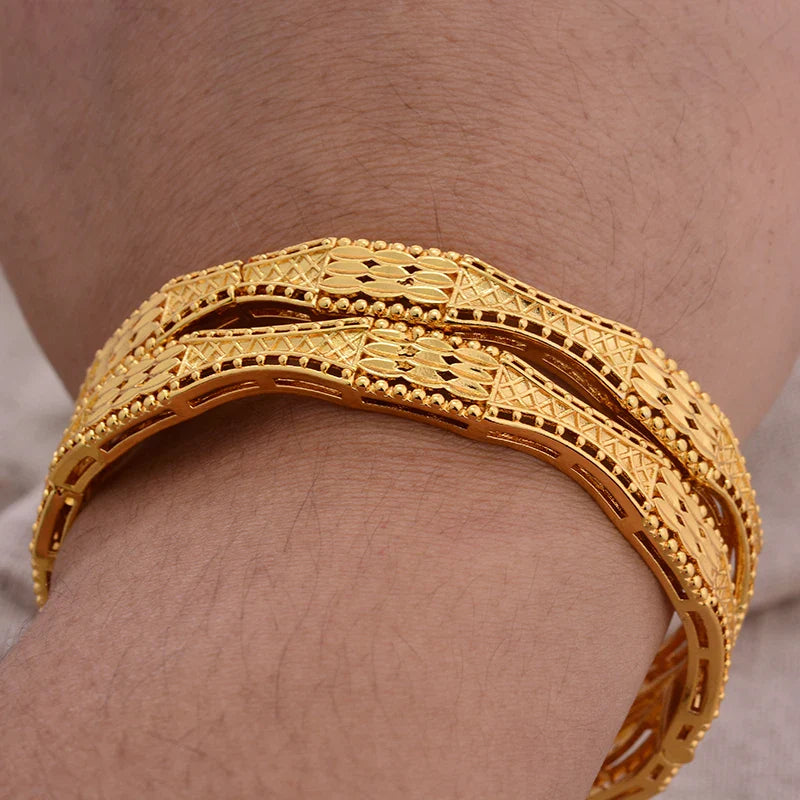 Women's Gold Plated Bangles Arabic Wedding Bracelet-The Yellow Prime