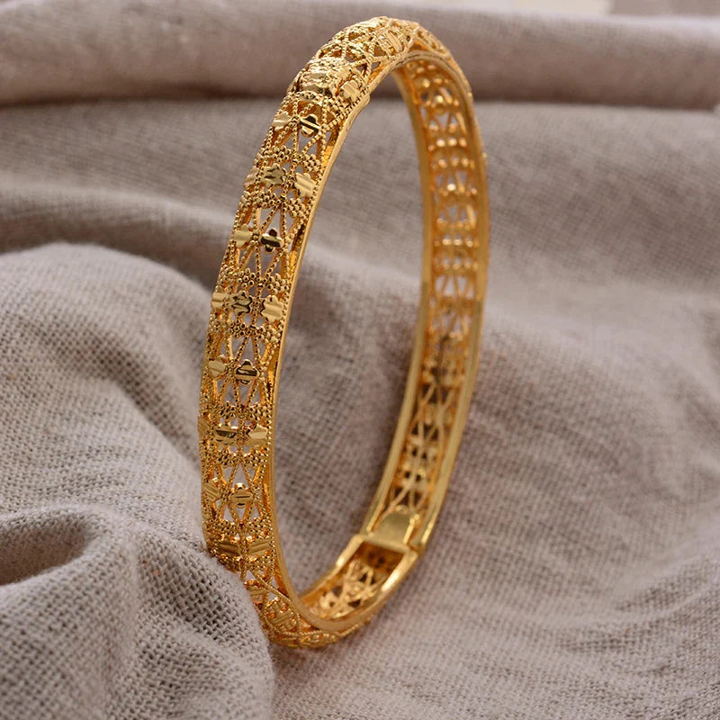 Women's Gold Plated Bangles Arabic Wedding Bracelet-The Yellow Prime