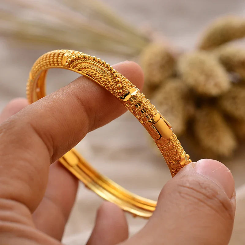 Women's Gold Plated Bangles Arabic Wedding Bracelet-The Yellow Prime