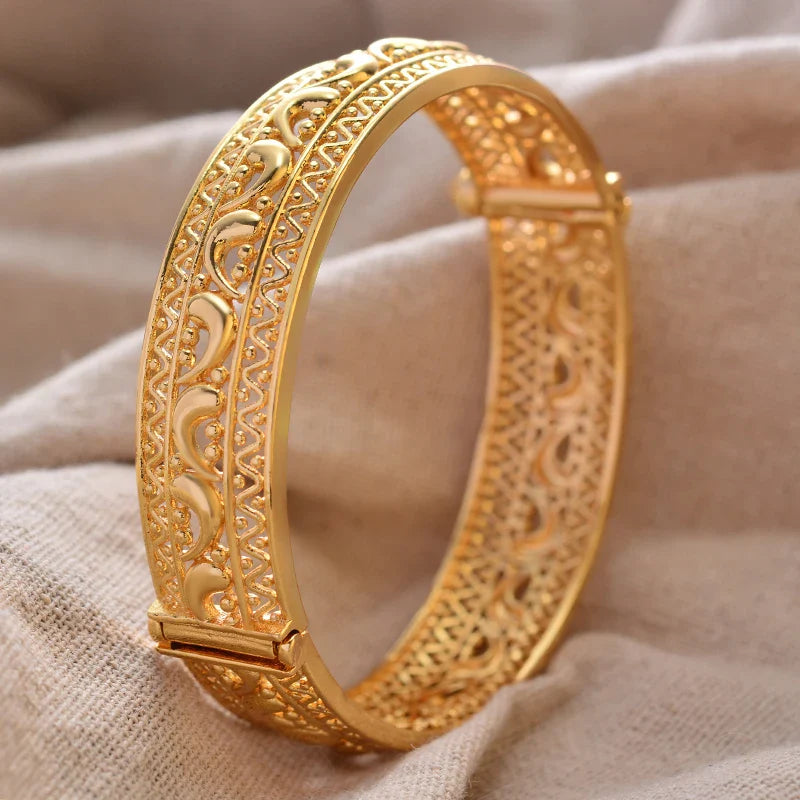 Women's Gold Plated Bangles Arabic Wedding Bracelet-The Yellow Prime