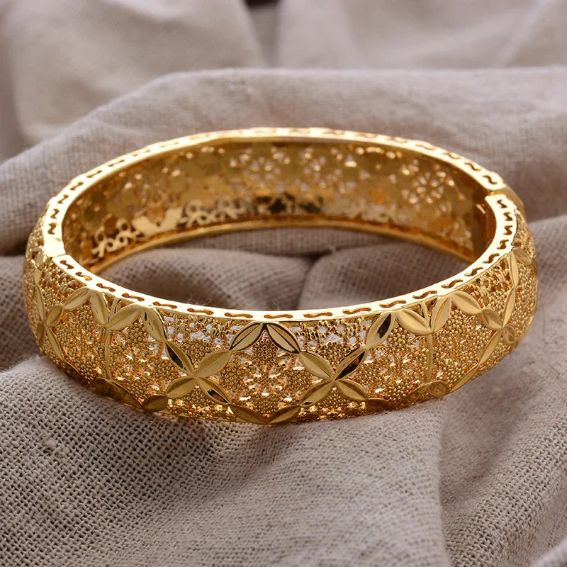 Women's Gold Plated Bangles Arabic Wedding Bracelet-The Yellow Prime