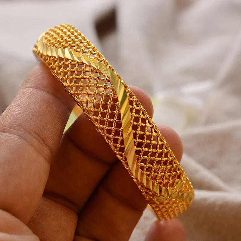 Women's Gold Plated Bangles Arabic Wedding Bracelet-The Yellow Prime
