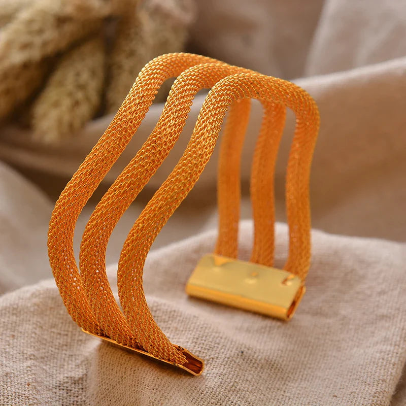 Women's Gold Plated Bangles Arabic Wedding Bracelet-The Yellow Prime