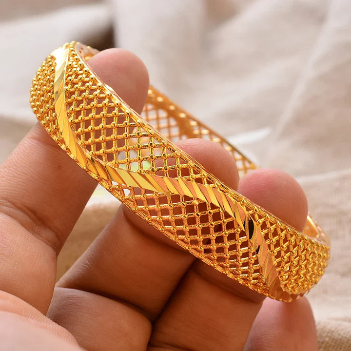 Women's Gold Plated Bangles Arabic Wedding Bracelet-The Yellow Prime