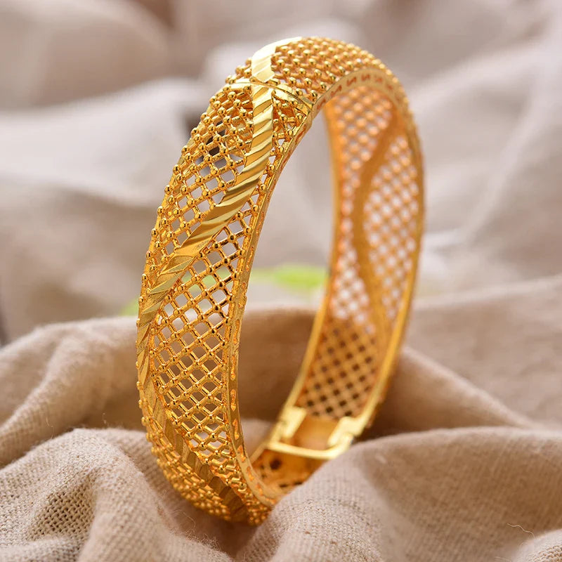 Women's Gold Plated Bangles Arabic Wedding Bracelet-The Yellow Prime