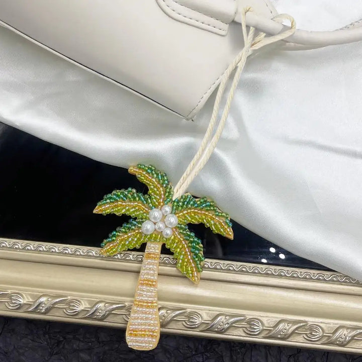 Women's Handmade Sequin Patch Coconut Tree Keyring Bag Pendant-The Yellow Prime