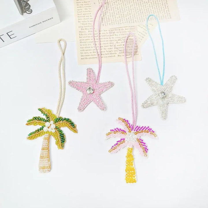 Women's Handmade Sequin Patch Coconut Tree Keyring Bag Pendant-The Yellow Prime