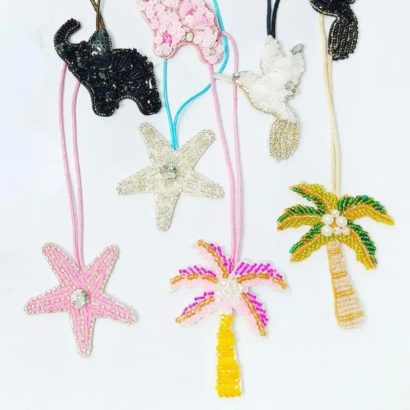 Women's Handmade Sequin Patch Coconut Tree Keyring Bag Pendant-The Yellow Prime