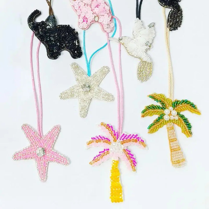 Women's Handmade Sequin Patch Coconut Tree Keyring Bag Pendant-The Yellow Prime