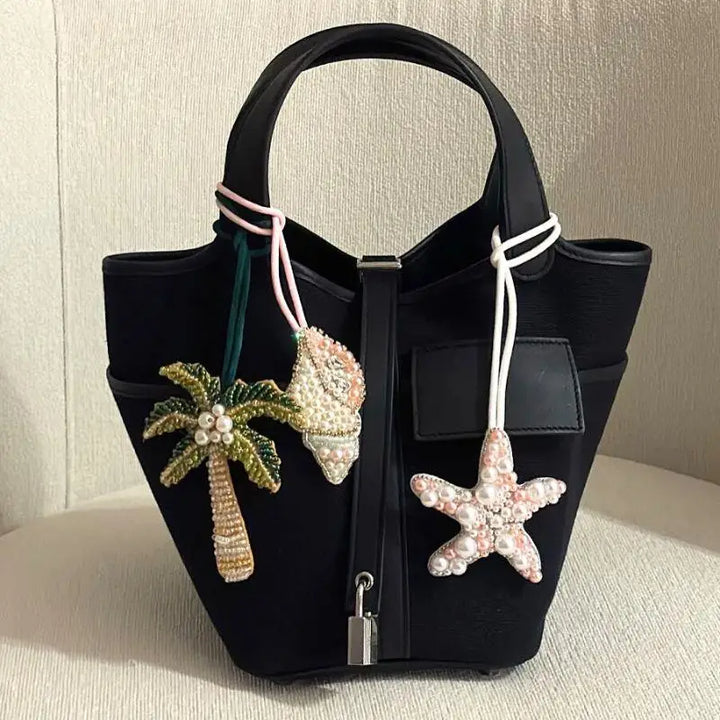 Women's Handmade Sequin Patch Coconut Tree Keyring Bag Pendant-The Yellow Prime