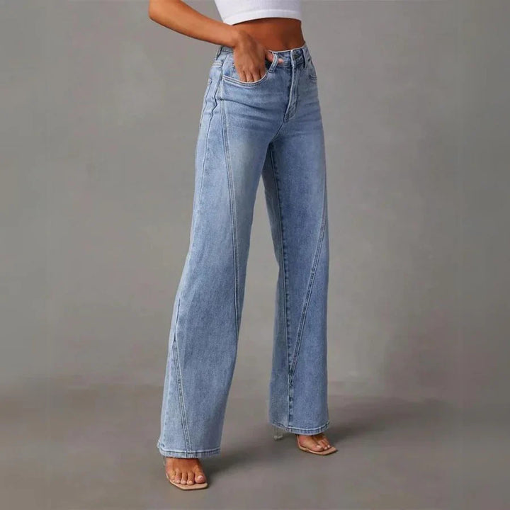 Women's High-Waist Classic Denim Trousers-The Yellow Prime