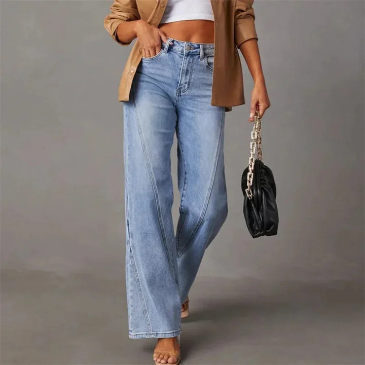 Women's High-Waist Classic Denim Trousers-The Yellow Prime